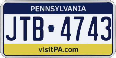 PA license plate JTB4743