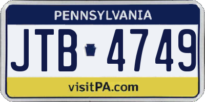 PA license plate JTB4749