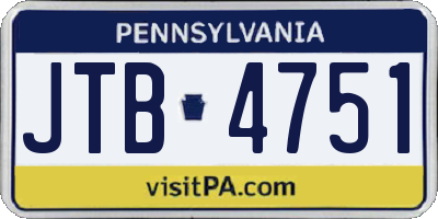 PA license plate JTB4751