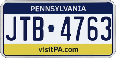PA license plate JTB4763