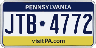 PA license plate JTB4772