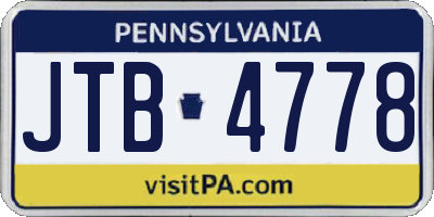 PA license plate JTB4778