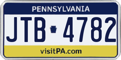 PA license plate JTB4782
