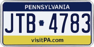 PA license plate JTB4783