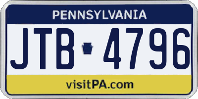 PA license plate JTB4796