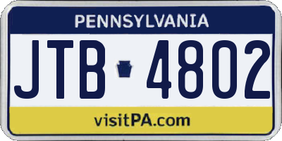 PA license plate JTB4802