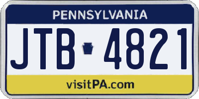 PA license plate JTB4821