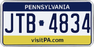 PA license plate JTB4834
