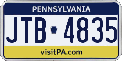 PA license plate JTB4835