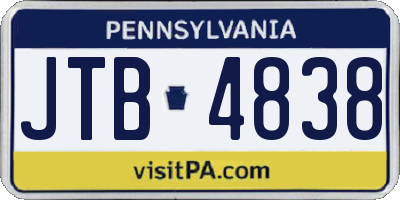 PA license plate JTB4838