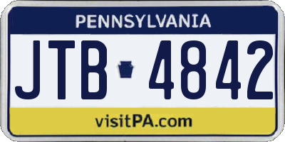 PA license plate JTB4842