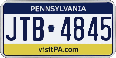 PA license plate JTB4845