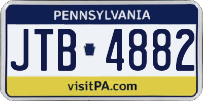 PA license plate JTB4882