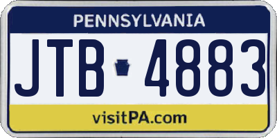 PA license plate JTB4883