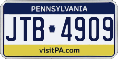 PA license plate JTB4909