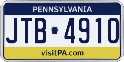 PA license plate JTB4910