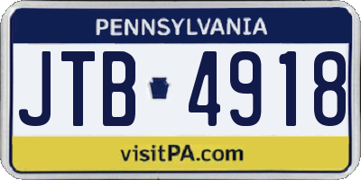 PA license plate JTB4918