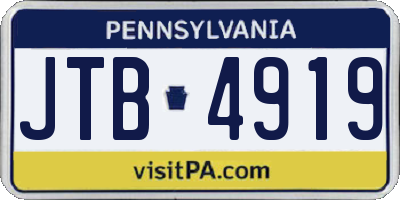 PA license plate JTB4919