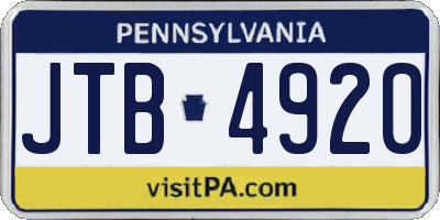 PA license plate JTB4920