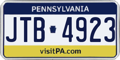 PA license plate JTB4923