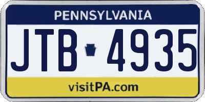 PA license plate JTB4935