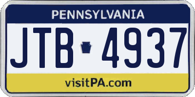 PA license plate JTB4937