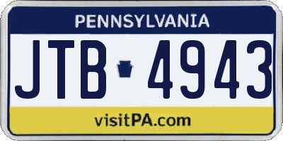 PA license plate JTB4943