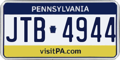 PA license plate JTB4944