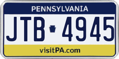 PA license plate JTB4945