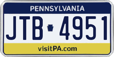 PA license plate JTB4951