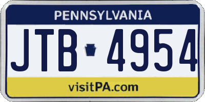 PA license plate JTB4954