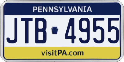 PA license plate JTB4955