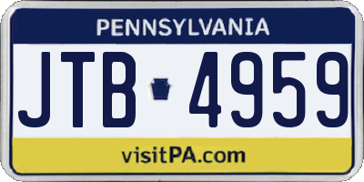 PA license plate JTB4959
