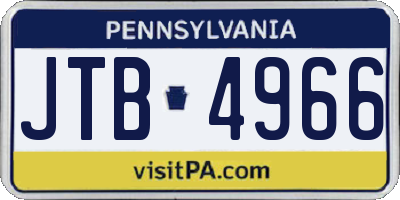PA license plate JTB4966