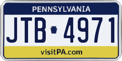 PA license plate JTB4971