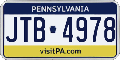 PA license plate JTB4978