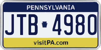 PA license plate JTB4980