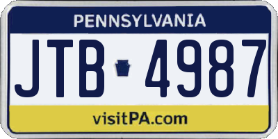 PA license plate JTB4987