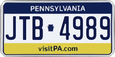 PA license plate JTB4989