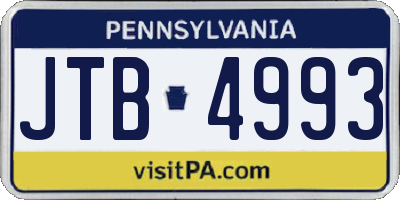 PA license plate JTB4993