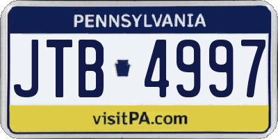 PA license plate JTB4997