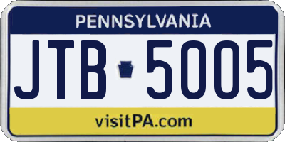 PA license plate JTB5005