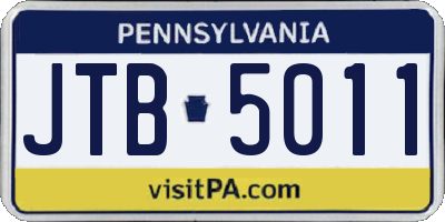 PA license plate JTB5011