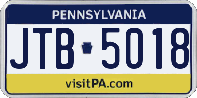 PA license plate JTB5018