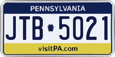 PA license plate JTB5021