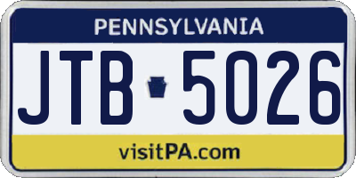 PA license plate JTB5026