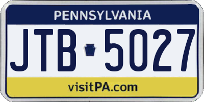 PA license plate JTB5027