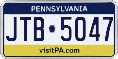 PA license plate JTB5047