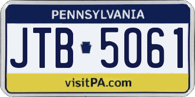 PA license plate JTB5061
