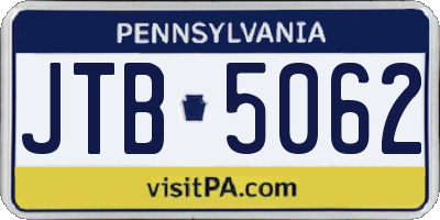 PA license plate JTB5062
